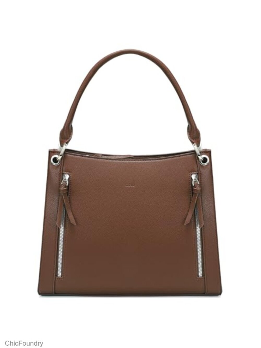 Faux Leather Satchel Crossbody Handbag with Zipper Pockets